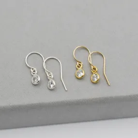 Cubic Zirconia Earrings on Sterling Silver or 14k Gold-Filled Wire