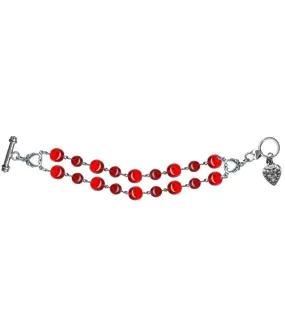 Double Strand Red Bead Toggle Bracelet by Classic Hardware