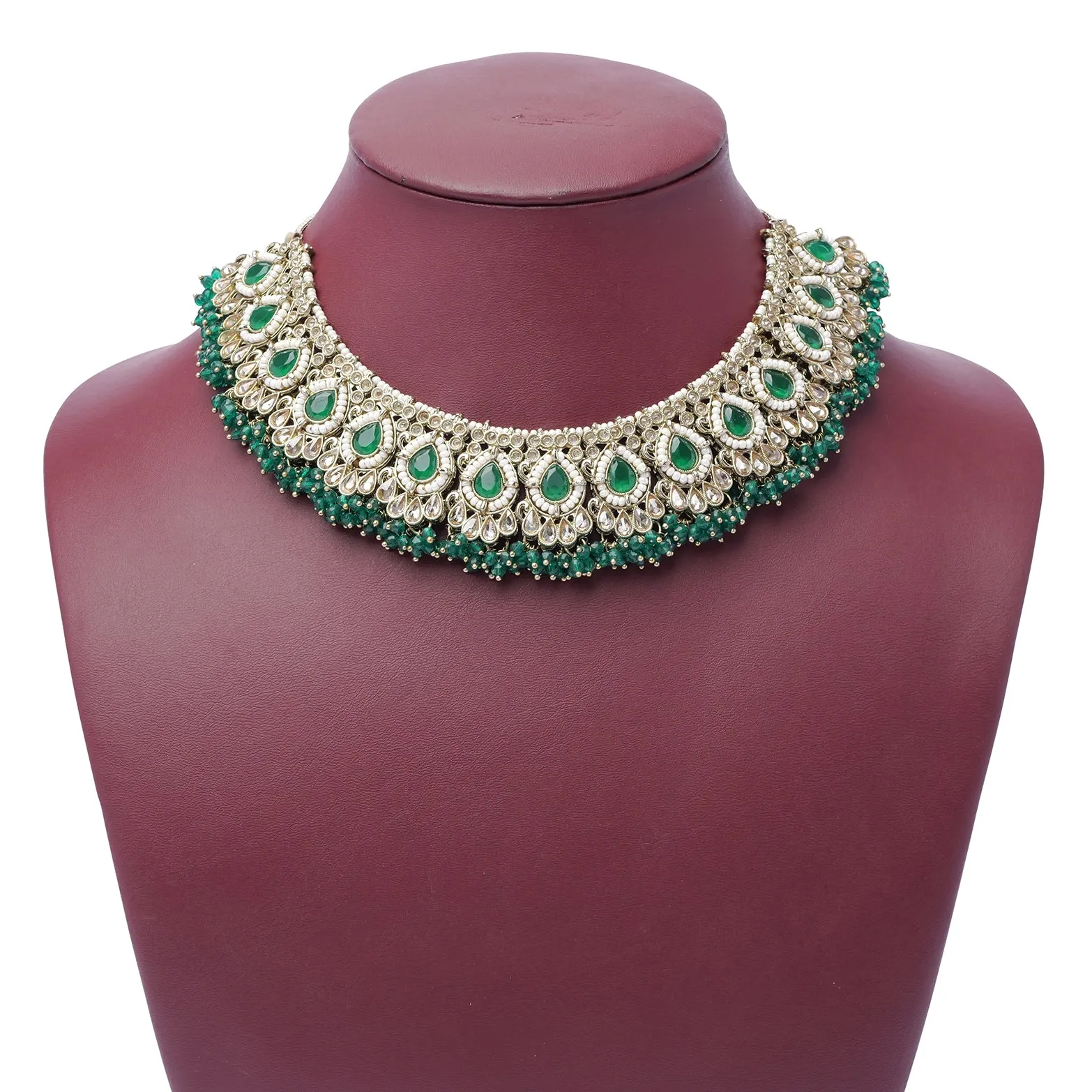 Fareeha Necklace Set in Green