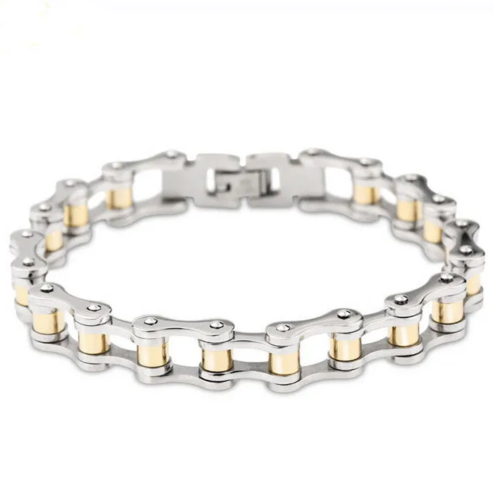 Fashion Charm Best Friends Mens Bracelets Men Jewelry Gold Stainless Steel Motorcycle Bicycle Chain Link Men's Bracelets