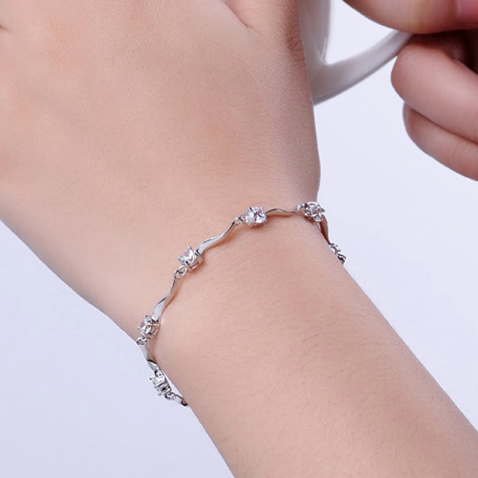 fashion crystal bracelet for women newest gift in jewelry vintage 925 sterling silver bracelet bangles fine jewerlry