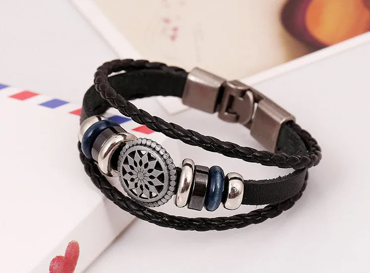 Fashion Jewelry Punk Vintage Braided Bracelets Bangles Men Women Handmade Leather Charm Bracelet