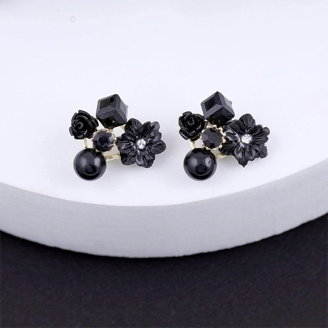 Floral Gemstone Stud Earrings