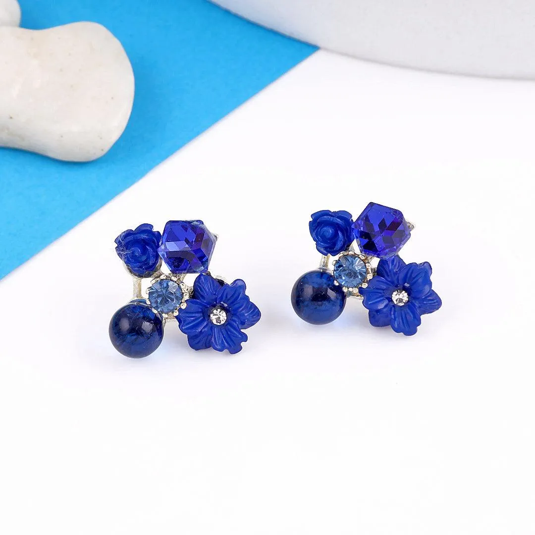 Floral Gemstone Stud Earrings