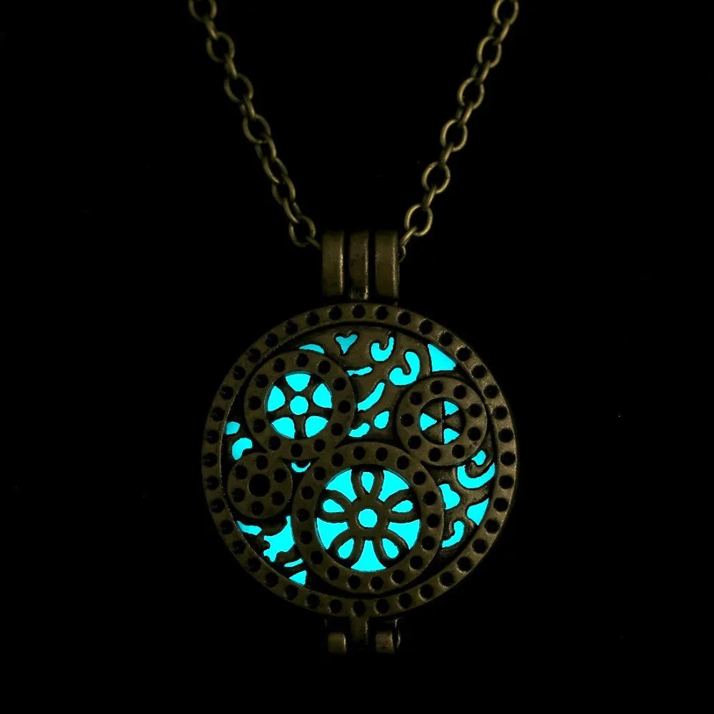 Glow In Dark Vintage Necklace Women Glowing Jewelry necklaces & pendants Locket Hollow Pendant Gifts