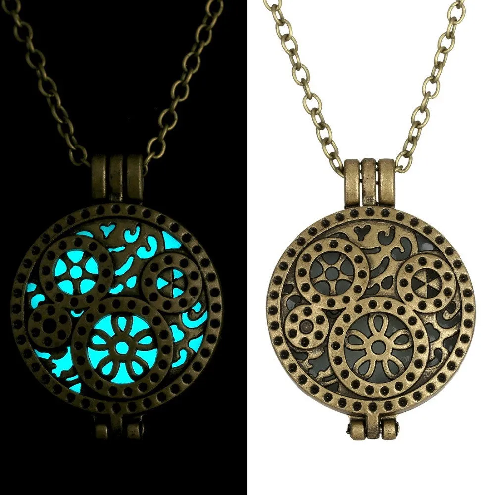 Glow In Dark Vintage Necklace Women Glowing Jewelry necklaces & pendants Locket Hollow Pendant Gifts