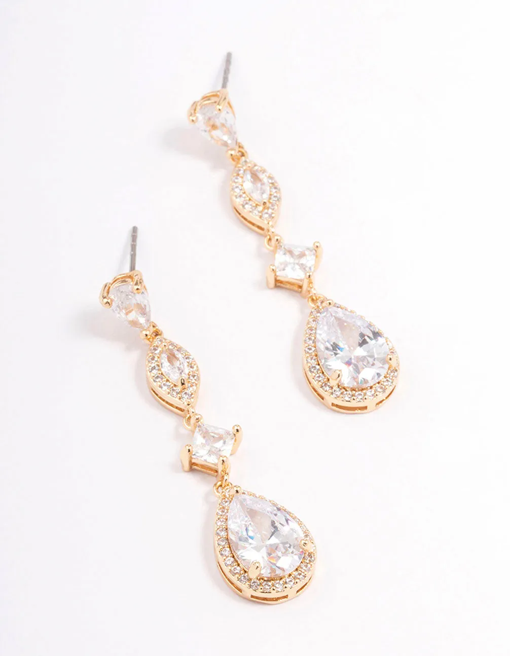 Gold Elegant Pear Drop Earrings