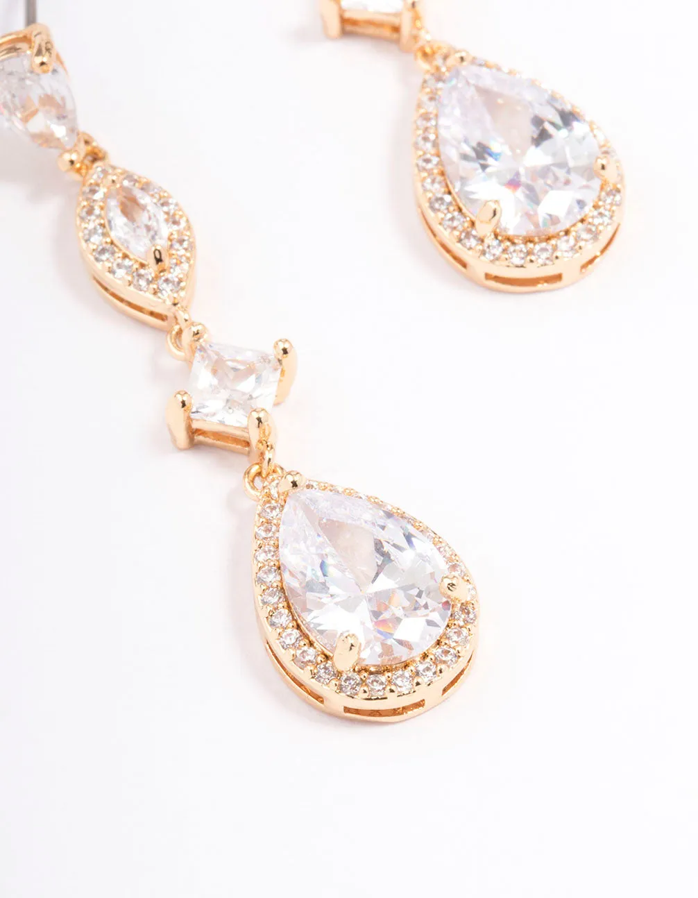 Gold Elegant Pear Drop Earrings