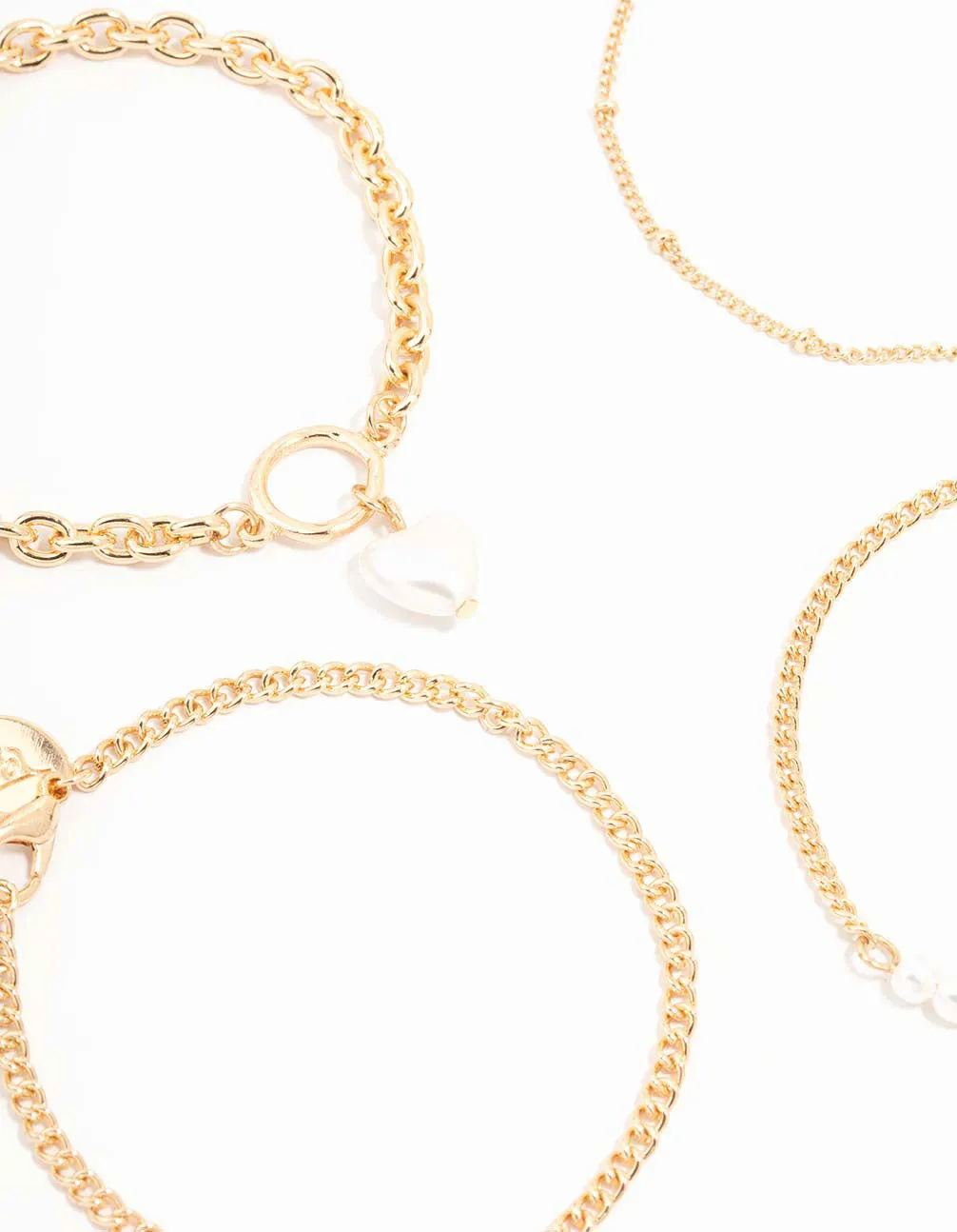 Gold Pearl & Chain Toggle Bracelets 4-Pack