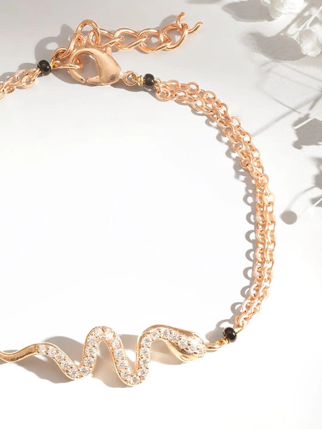 Gold-Plated Cubic Zirconia Link Bracelet