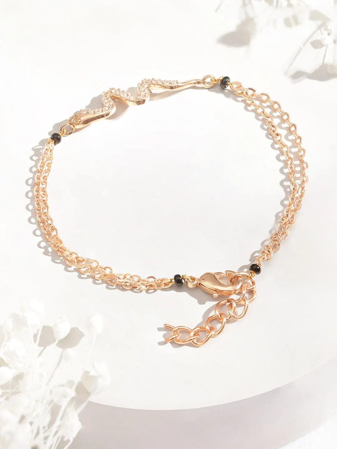 Gold-Plated Cubic Zirconia Link Bracelet