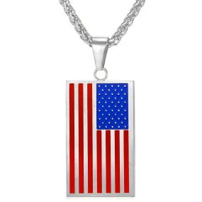 Hot American Flag Pendant Stainless Steel Men Chain Necklace Gold Plated Trendy USA Symbol Necklace Men Jewelry