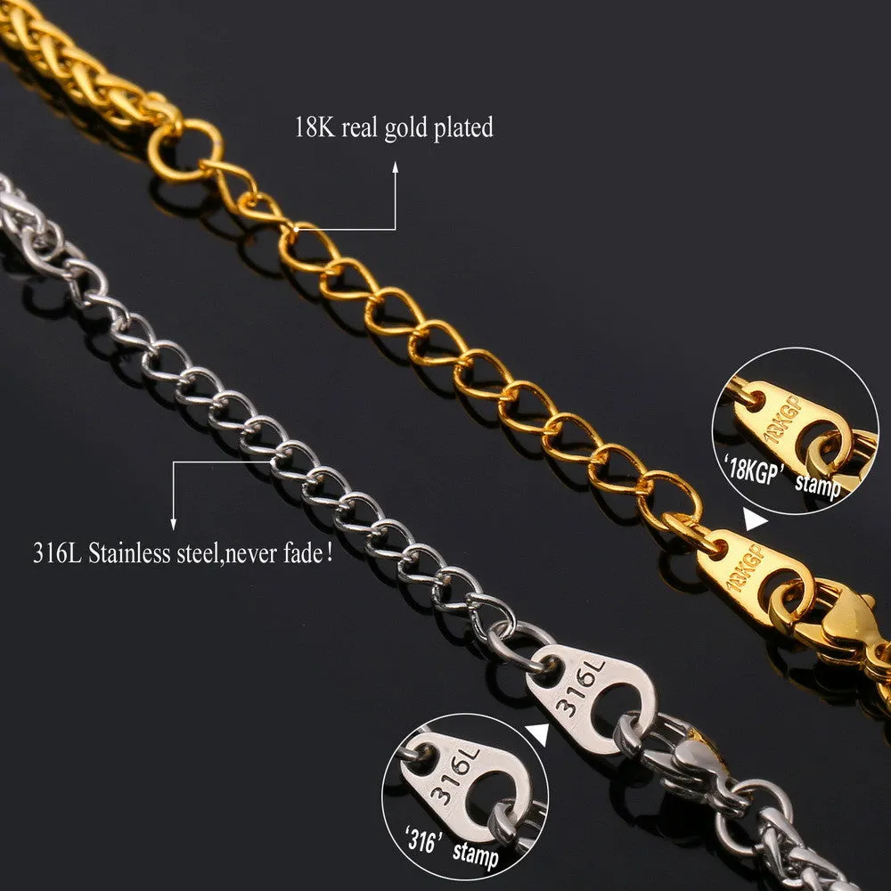 Hot American Flag Pendant Stainless Steel Men Chain Necklace Gold Plated Trendy USA Symbol Necklace Men Jewelry