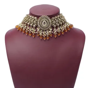 Jasleen Choker Set in Dark Topaz and Antique Gold