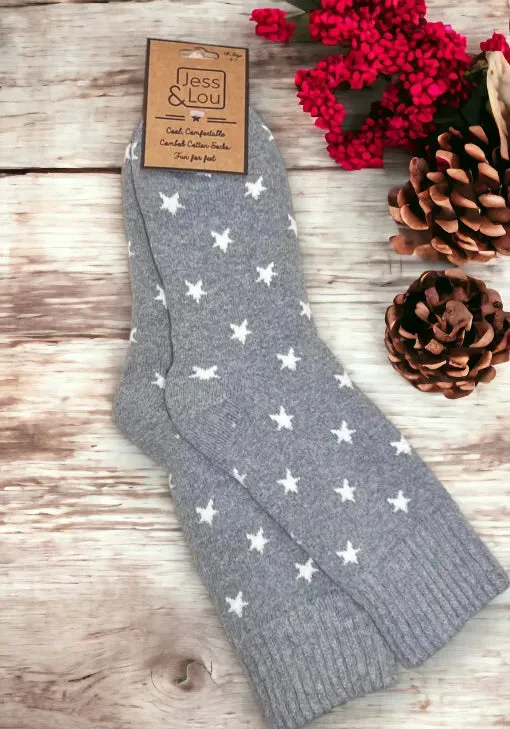 Jess and Lou Sleek Stylish Stars Ribbed Cosy Socks