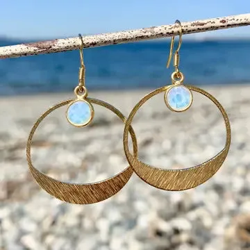 JO BIRD Mayan Gemstone Hoop Earrings Opalite