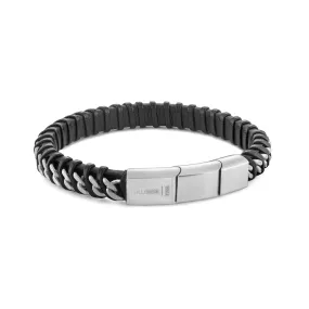 Leather & Curb Link Bracelet 8mm