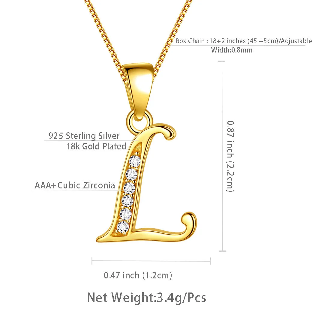 Letter L Initial Necklaces Pendant Women Men Name Jewelry Gift 925 Silver