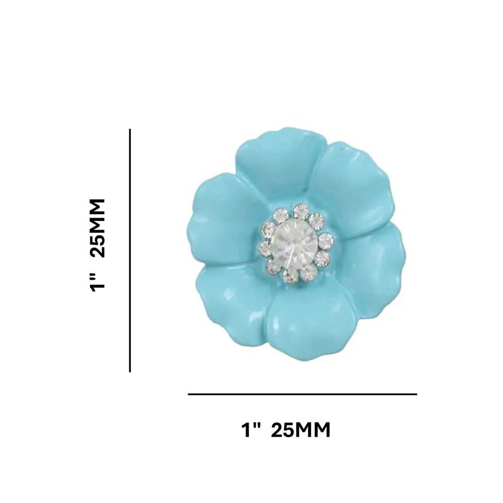 Light Blue Flower with Clear Crystal Center Clip Earring - REE951C