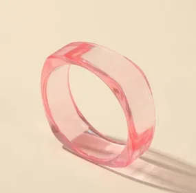 Lucite Square Bangle - Pink