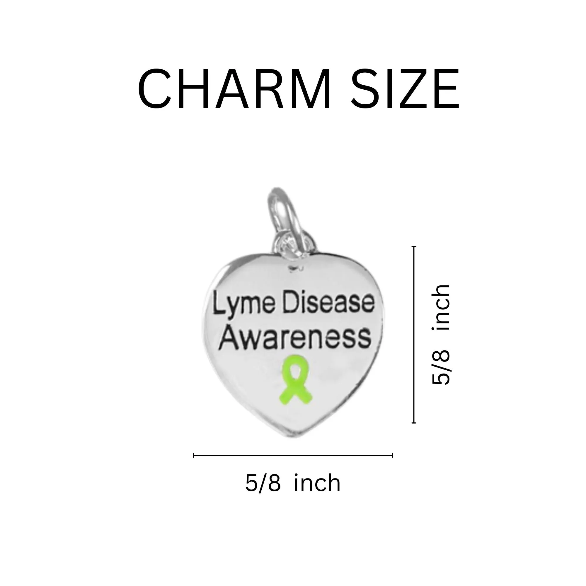 Lyme Disease Awareness Heart Charm Black Cord Bracelets