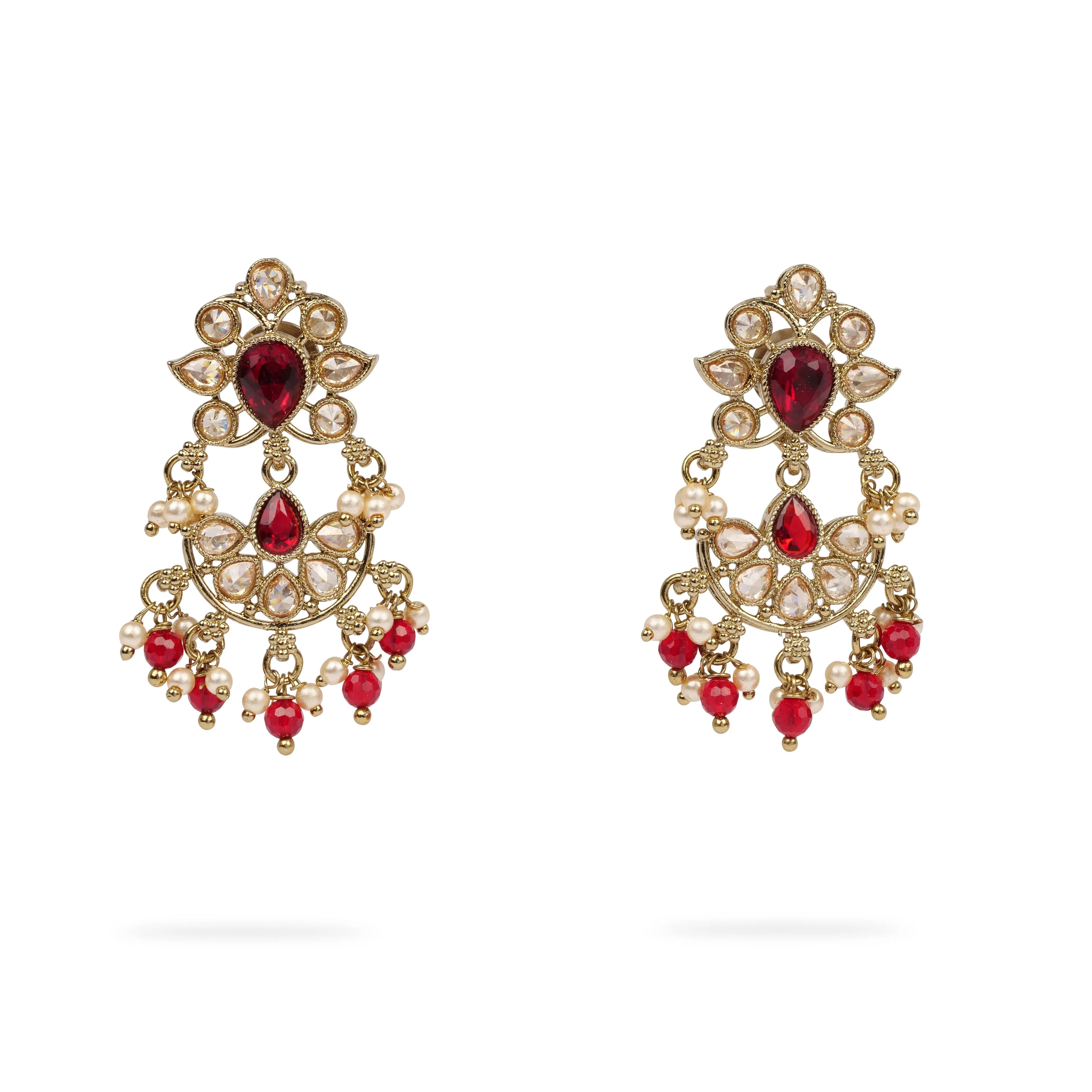 Meena Small Drop Earrings in Maroon