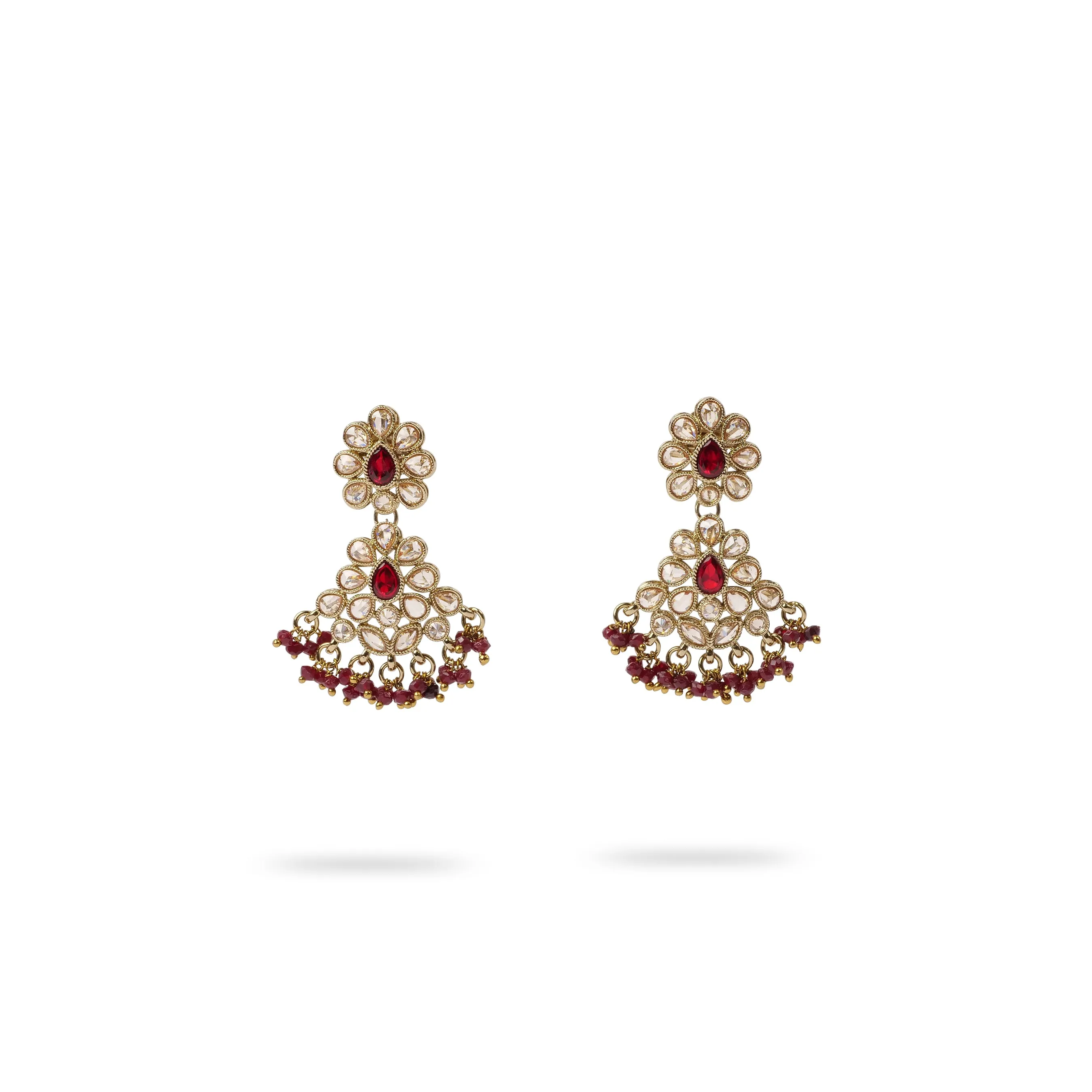 Mehak Small Drop Earrings in Maroon