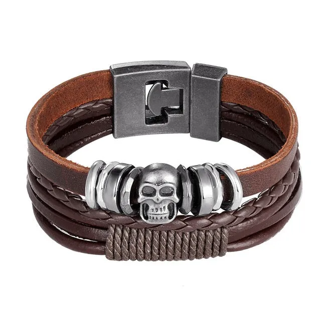 Men's Handmade Retro Woven Charm Leather Bracelet