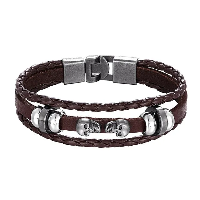 Men's Handmade Retro Woven Charm Leather Bracelet