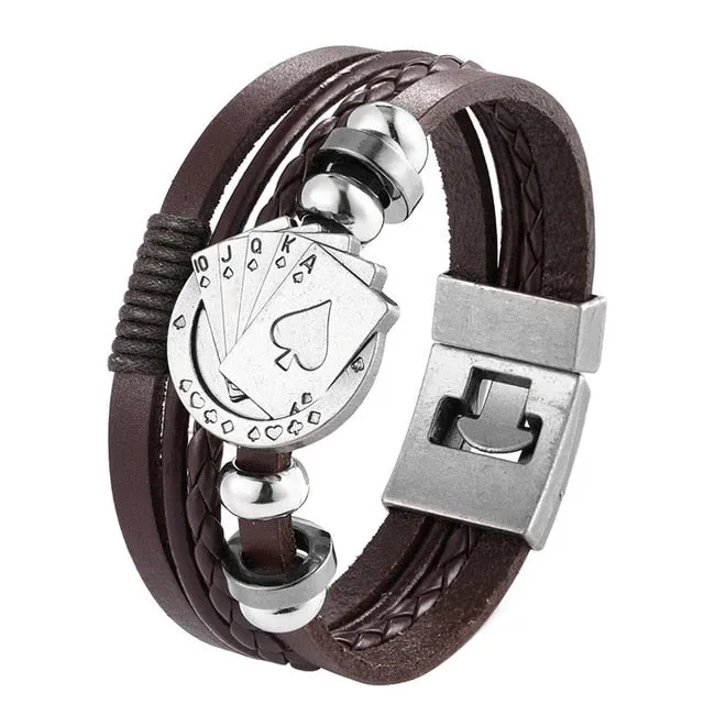 Men's Handmade Retro Woven Charm Leather Bracelet