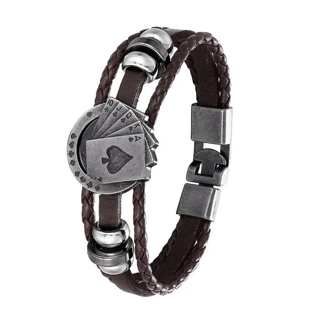 Men's Handmade Retro Woven Charm Leather Bracelet