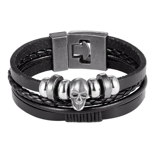 Men's Handmade Retro Woven Charm Leather Bracelet