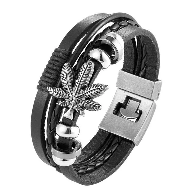 Men's Handmade Retro Woven Charm Leather Bracelet