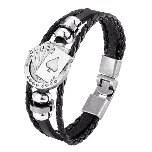 Men's Handmade Retro Woven Charm Leather Bracelet