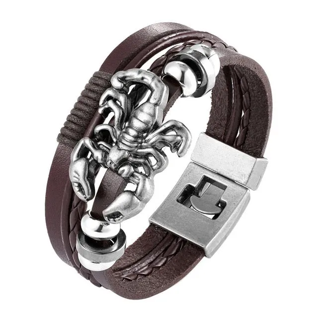 Men's Handmade Retro Woven Charm Leather Bracelet