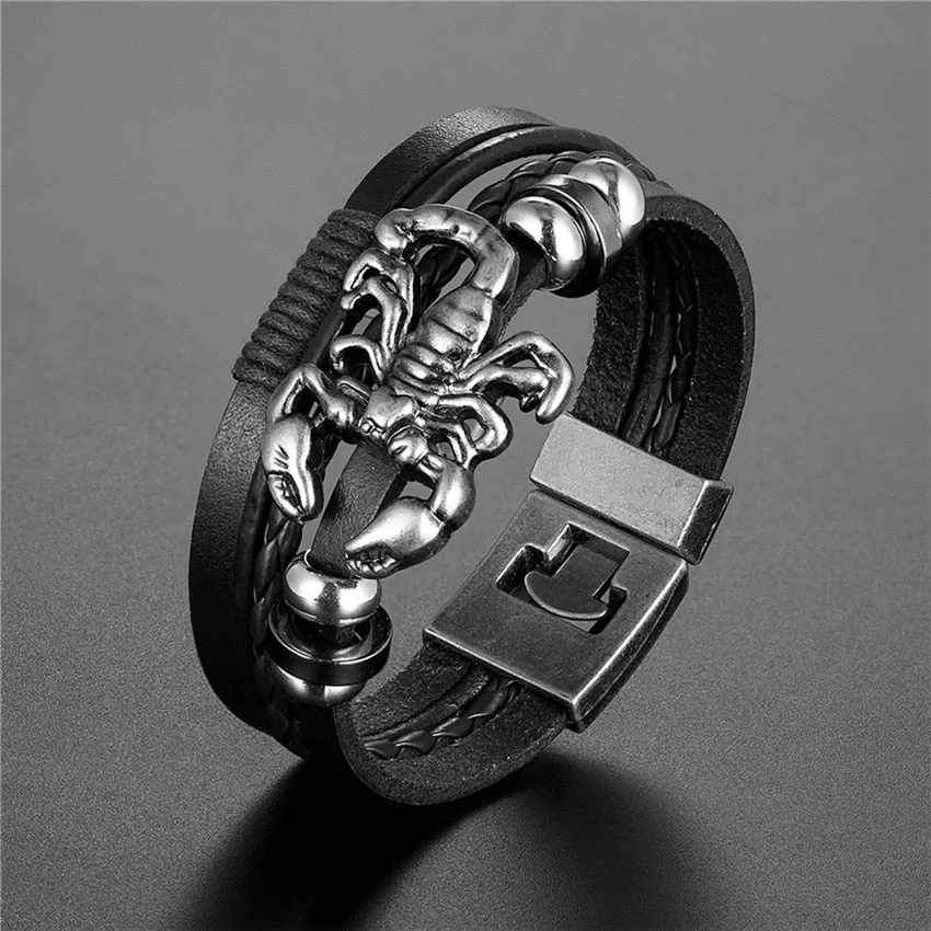 Men's Handmade Retro Woven Charm Leather Bracelet