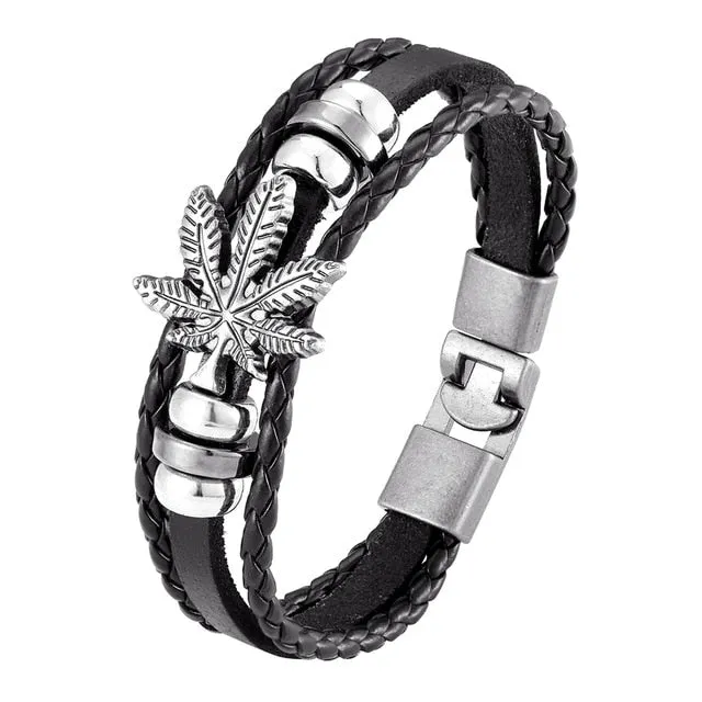 Men's Handmade Retro Woven Charm Leather Bracelet