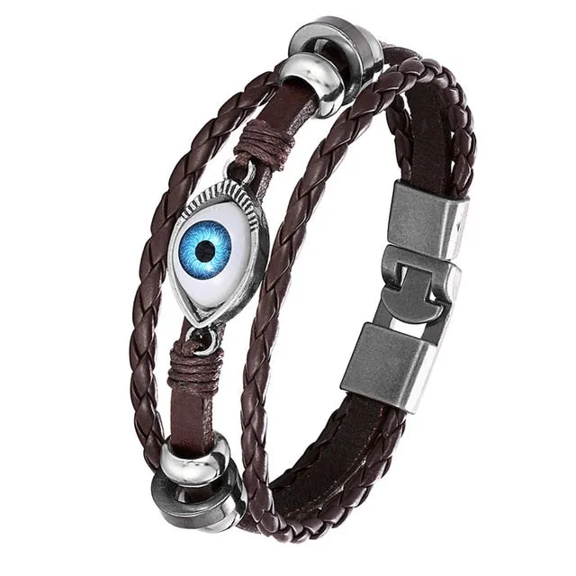 Men's Handmade Retro Woven Charm Leather Bracelet