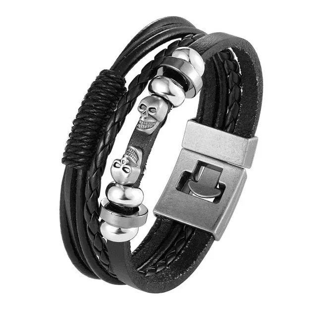 Men's Handmade Retro Woven Charm Leather Bracelet