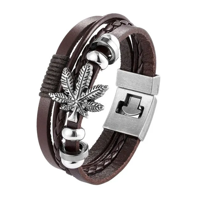 Men's Handmade Retro Woven Charm Leather Bracelet