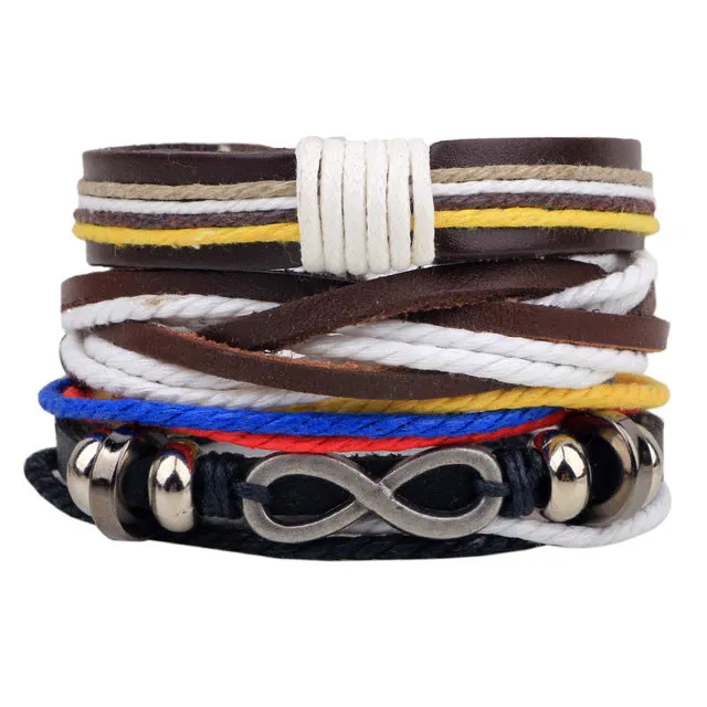 Men's multi-layer bead leather bracelet