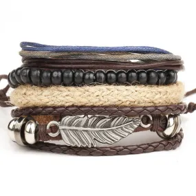 Men's multi-layer bead leather bracelet