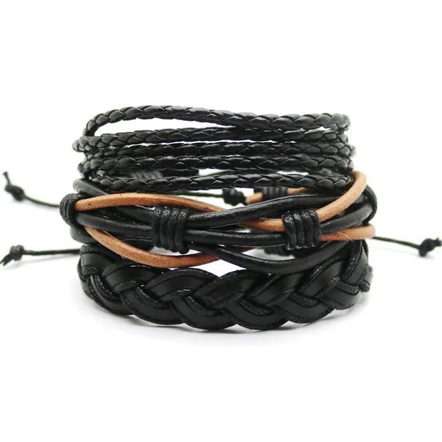 Men's multi-layer bead leather bracelet