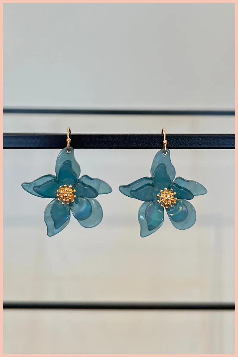 METALLIC RESIN FLOWER EARRINGS