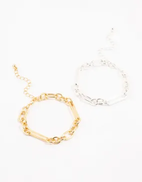 Mixed Metals Chain Bracelets 2-Pack