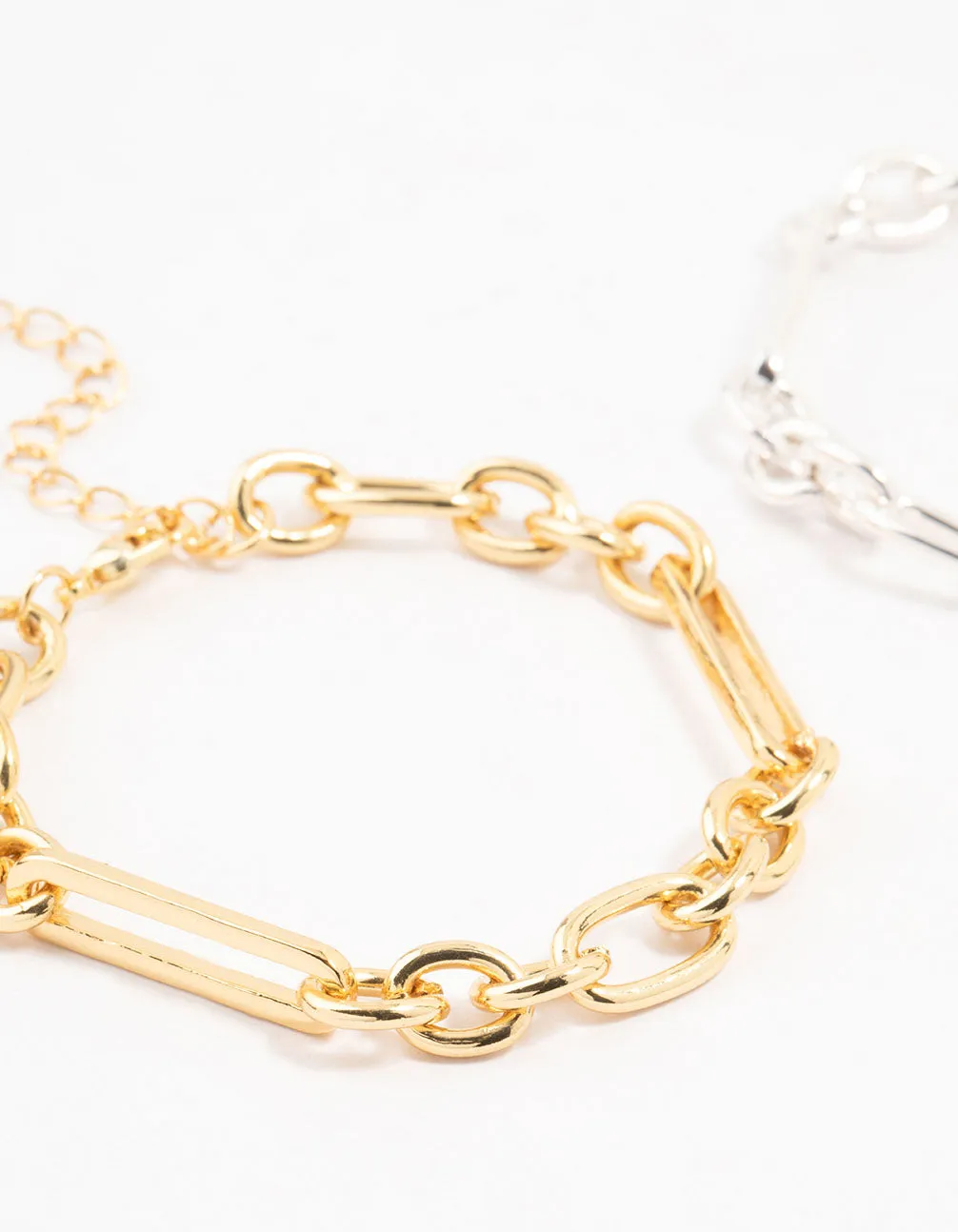 Mixed Metals Chain Bracelets 2-Pack