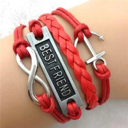 Multilayer Braided Bracelets Leather Wax Cord LOVE Symbol Bracelet Fashionable Women Jewelry