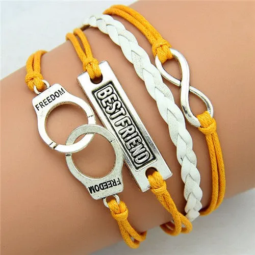 Multilayer Braided Bracelets Leather Wax Cord LOVE Symbol Bracelet Fashionable Women Jewelry