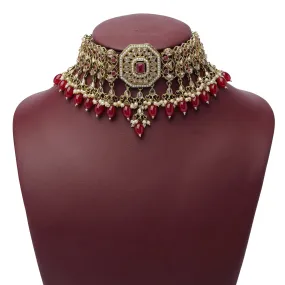 Mumtaz Choker Set in Ruby and Antique Gold