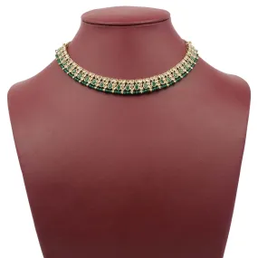 Naina Simple Necklace Set in Green